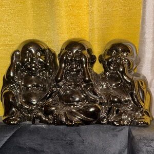 Ceramic Buddha Trio Figurine - Black